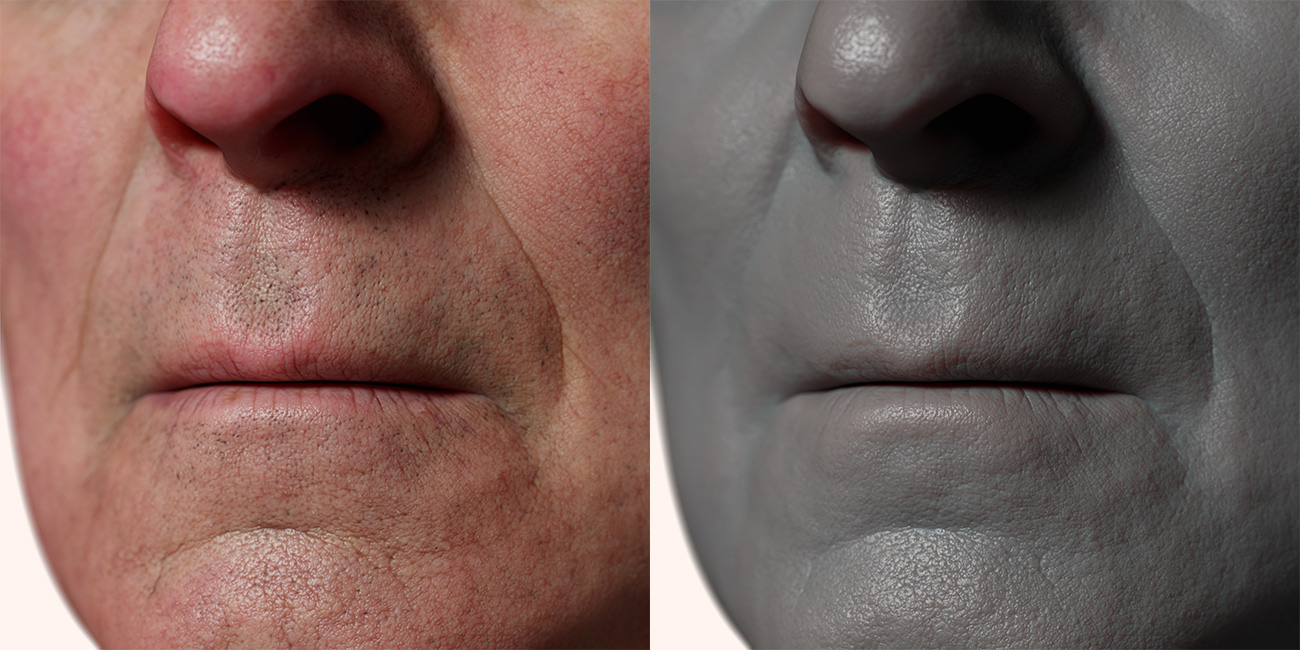 Male head scan skin pore details 